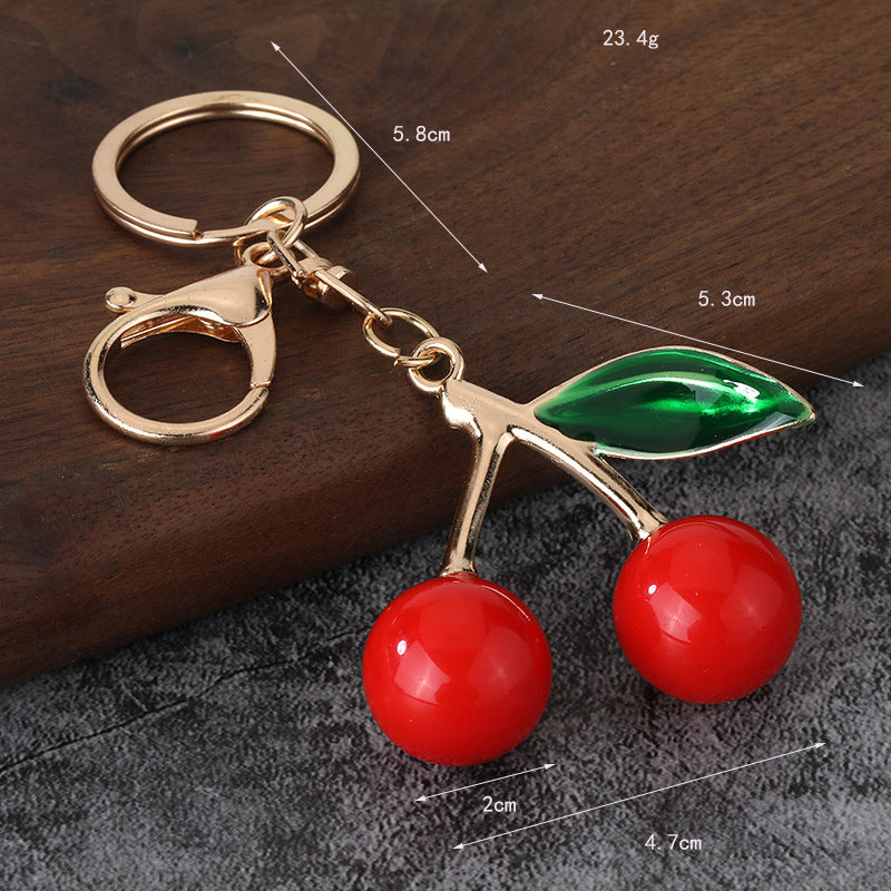 Minimalist Cherry Zinc Alloy Keychain Bag Charm Accessory