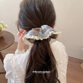Brown Blue Plaid Lace Scrunchies Hair Clips Headband view 4