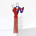 Rhinestone Dress Brooch With Bow And Long Chain Fringe view 3