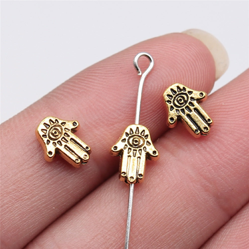 9x7mm 0.5g Antique Gold Zinc Alloy Palm Hand Spacer Beads for Bracelet DIY Jewelry Making