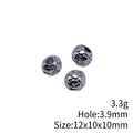Dotted Round Large Hole Metal Beads in Antique Silver Tone view 3