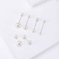 Six Piece White Faux Pearl Double Ended Collar Pin Set view 3