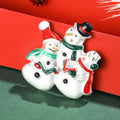 Three Snowman Family Brooch with Red Green and White Enamel view 4