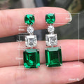 Three-Tier Rectangular Stone Long Earrings In Green Or Yellow view 4