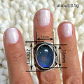 Antique Silver-Tone Brass Ring with Oval Blue-Green Cabochon view 4