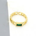 Gold Tone Rectangular Crystal Chain Link Adjustable Rings in Four Colors view 7