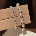 Silver Heart Crystal and Pearl Bow Slider Bracelets view 2