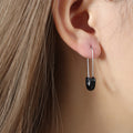 Gold Steel Safety Pin U Enamel Drop Hoop Ear Jewelry view 7