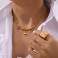 Gold Snake Chain Bead Necklaces Butterfly Star Turquoise view 2