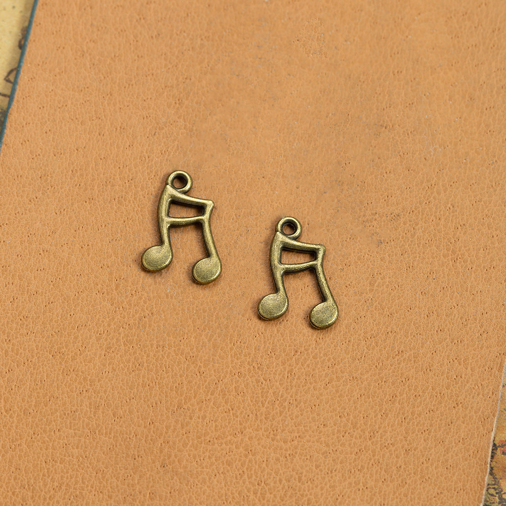 Double-Sided Musical Note Alloy Charm Pendant 16x11mm