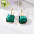 Gold Tone Square Faceted Crystal Hook Earrings in Five Colors view 3
