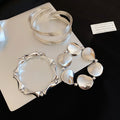 Metal 3-Piece Open Cuff Disc Twist Bracelet Set 2 Colors view 7
