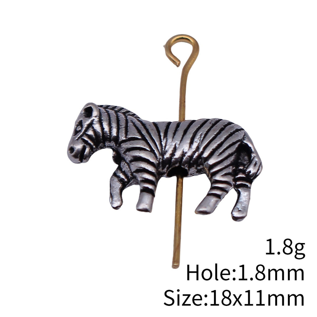 18x11mm 1.8g Antique Silver Zinc Alloy Zebra Loose Metal Beads for Bracelet Necklace DIY Jewelry Making
