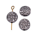 Antique Silver Metal Textured Flat Round Bead For Jewelry Making view 4