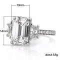 Oversized Rectangular Solitaire Three-Stone Ring In Silver Tone view 5