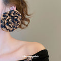 Leopard Print Fabric Rose Stud Earrings Jewelry Piece view 3