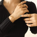 Gold Dual Layer Snake Lips Chain Bracelet With Steel Ball Charm view 3