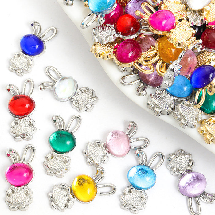 Crystal Bunny Charms in Nine Colors and Two Metal Tones