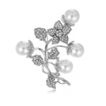Gold Tone Plum Blossom Crystal Pearl Look Two Designs Metal Brooch Pin view 6