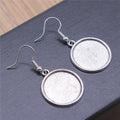 Round Cabochon Tray Dangle Earrings in Two Antique Finishes view 2