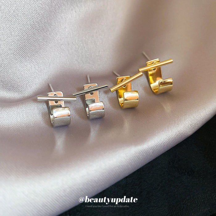 T Bar Geometric Metal Stud Earrings Fashion Jewelry