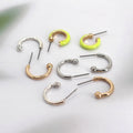 Mixed Finish Small C Shaped Hoop Stud Earrings Four Pair Set view 1