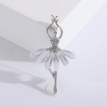 Ballerina Brooch With A Slender Dancer Figure, Crystal Bodice, And Translucent Petal Skirt view 7