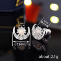 Crescent Moon Opal Sunburst Stud Earrings Silver Gold Tone view 4