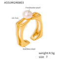 Open Square Frame Freshwater Pearl Rings Steel Or Gold Tone view 7