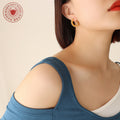 Gold Twisted Rope C-Hoop Stud Earrings Metal Alloy Pair view 3