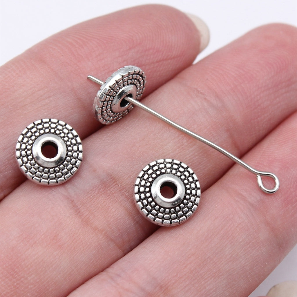 10x10mm 0.86g Multicolor Zinc Alloy Round Wheel Small Hole Spacer Beads for DIY Bracelet Necklace Making