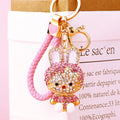 Jeweled Cute Rabbit Keychains in Four Colors with Matching Braided Loops view 11
