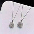 Silver Openwork Flower Clear CZ Pendant Necklace Metal view 4