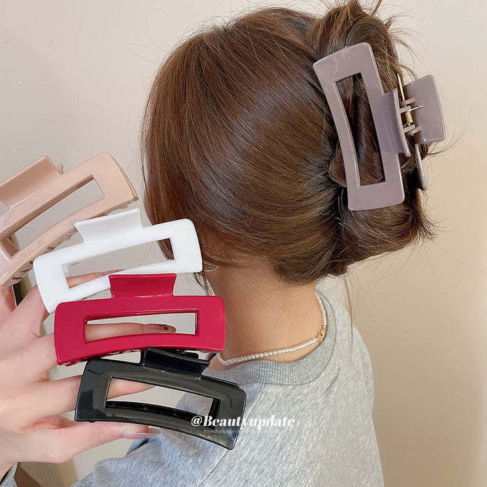 Square Hollow Soft Matte Hair Claw Clip Six Solid Colors