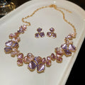 Gold Enamel Flower Necklace and Matching Stud Earrings view 7
