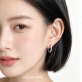 Silver Tone Clear Stone Slim Huggie Hoop Earrings For Women view 2