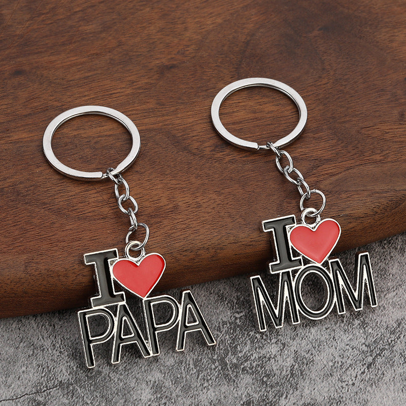 Family Heart Zinc Alloy Keychain Gift for Mom Dad Wife