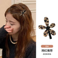 Leopard Print Acrylic Flower Duckbill Side Hair Clip view 1