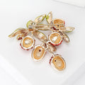 Red Crystal Lychee Branch Brooch Green Leaf Pearl Fruit Pin view 4