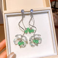 Crystal Flower Drop Earrings in Purple and Green Fashion Jewelry view 7