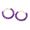 Gold Tone Large Hoop Earrings with Irregular Chip Beads view 5