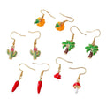 Enamel Plant Dangle Earrings Gold Hooks Mushroom Cactus 5 Styles view 5
