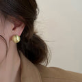 Satin Finish Irregular Round Stud Earrings in Three Sizes view 7