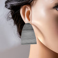 Gold and Silver Wide Corrugated Statement C Hoop Earrings view 4