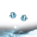 Light Blue Enamel Flower Stud Earrings Silver Rim Pair view 4