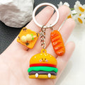 Five Colorful Burger Frankfurter and Pizza Keychain Designs view 1