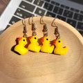 Yellow Mini Rubber Duck Drop Earrings Silver Hooks view 2