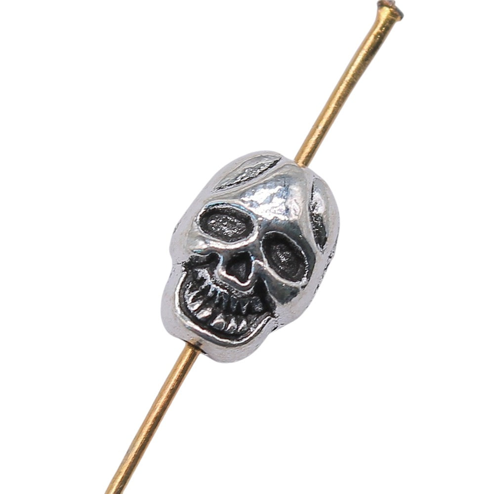 10x7x6mm 1.7g Multicolor Zinc Alloy Double Sided Skull Spacer Beads for Bracelet DIY Jewelry Making
