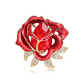 Red Gold Tone Rose Crystal Enamel Two Designs Metal Brooch Pin view 1