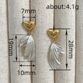 Gold Heart Silver Wing Drop Earrings Two Tone Metal Pair view 4